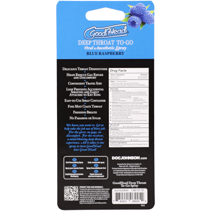 GoodHead - Deep Throat Spray To-Go - Blue Raspberry - .30 fl. oz.
