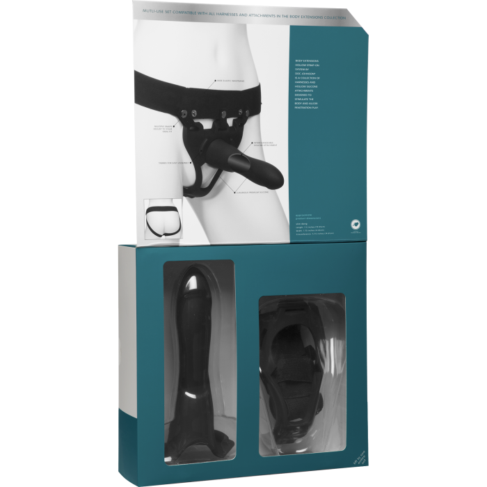 Body Extensions - BE Strong 2-Piece Set - Silicone Harness with 7.5" Slim Dong