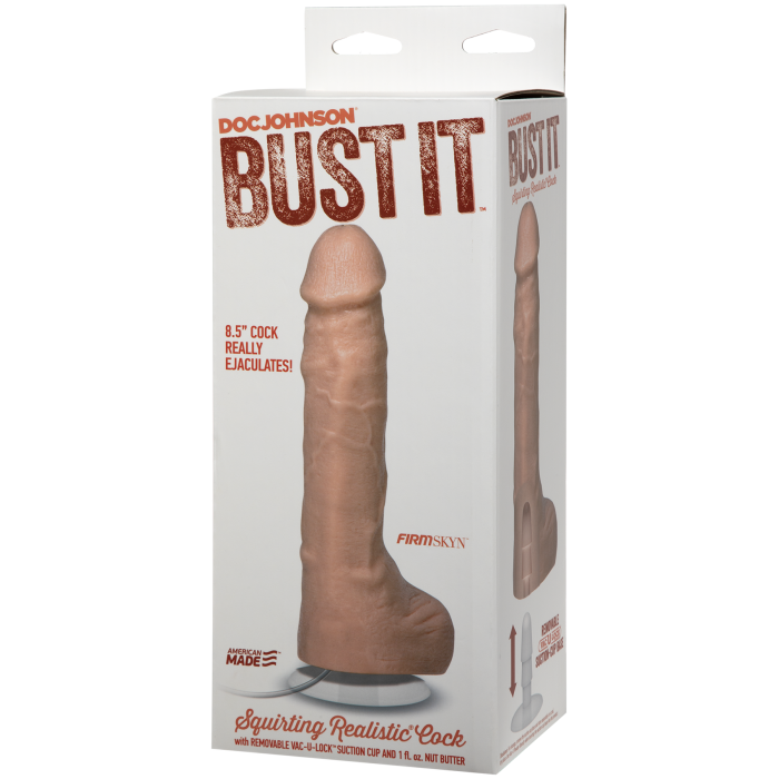 Bust It - Squirting Realistic Cock - With Removable Vac-U-Lock Suction Cup
