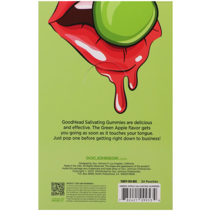 GoodHead - Salivating Gummies - 24 ct display (3 pcs per pouch) 12g - Green Apple