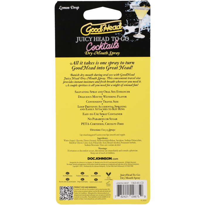GoodHead - Juicy Head - Cocktails - Dry Mouth Spray To-Go - Lemon Drop - .30 fl. oz.