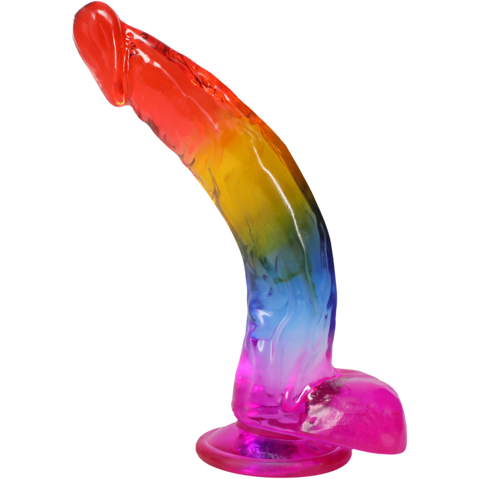 Crystal Jellies - 9.5 Inch Realistic Cock with Balls - Rainbow