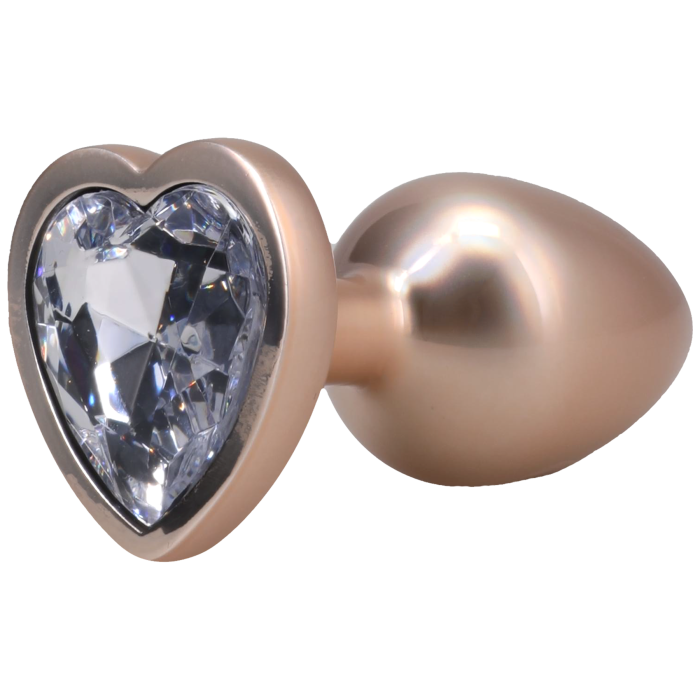 Booty Bling - Heart Diamond Jeweled Wearable Metal Plug - Small