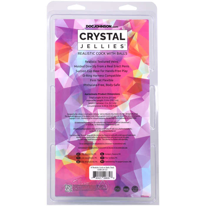 Crystal Jellies - 8 Inch Realistic Cock with Balls