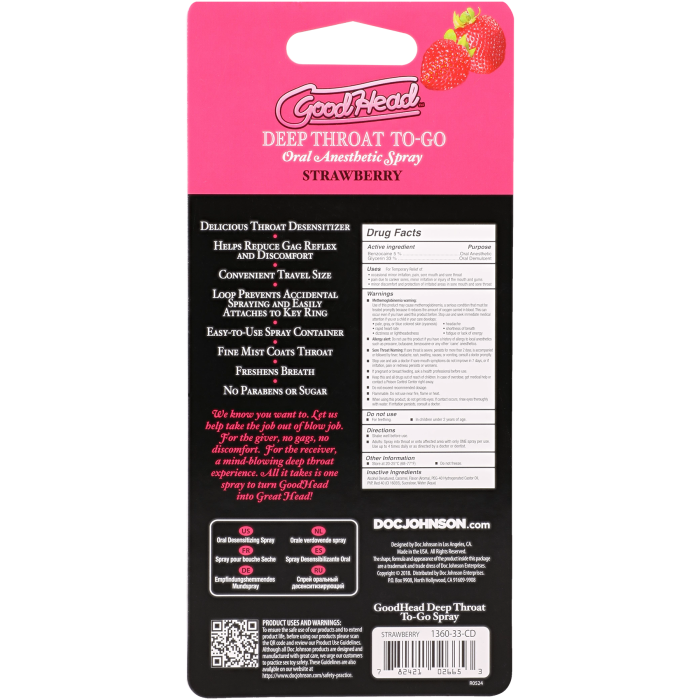 GoodHead - Deep Throat Spray To-Go - Strawberry - .30 fl. oz.