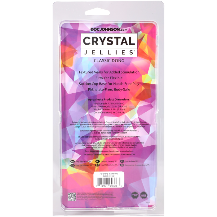 Crystal Jellies - 7.5 Inch Dong - Rainbow