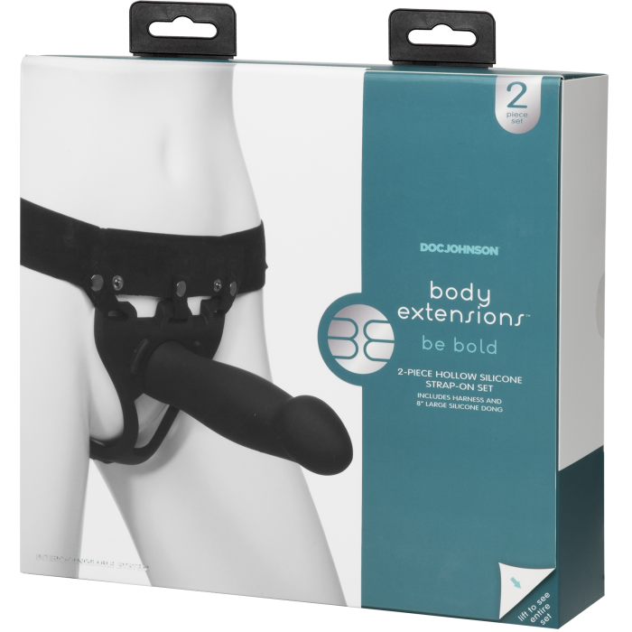 Body Extensions - BE Bold 2-Piece Set - Silicone Harness with 8" Large Dong