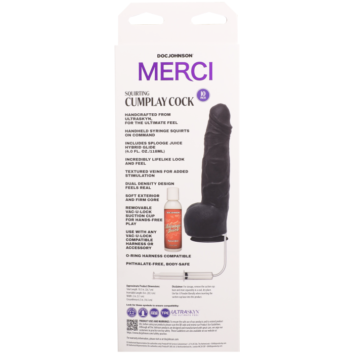 Merci - Squirting Cumplay Cock 10" - With Removable Vac-U-Lock Suction Cup - ULTRASKYN