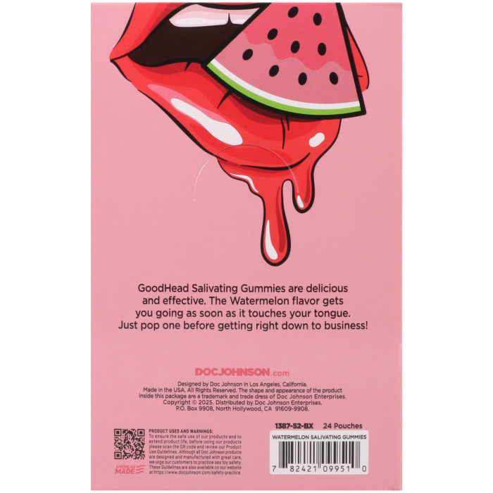 GoodHead - Salivating Gummies - 24 ct display (3 pcs per pouch) 12g - Watermelon