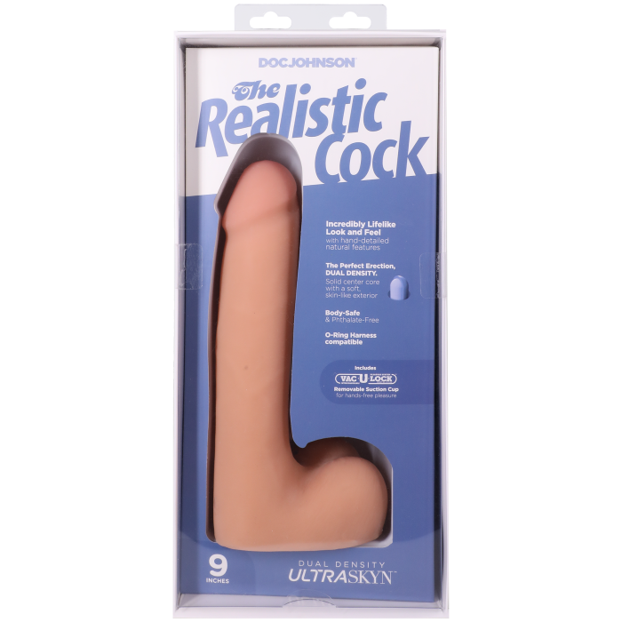 The Realistic Cock - With Removable Vac-U-Lock Suction Cup - ULTRASKYN - 9 Inch (with balls)