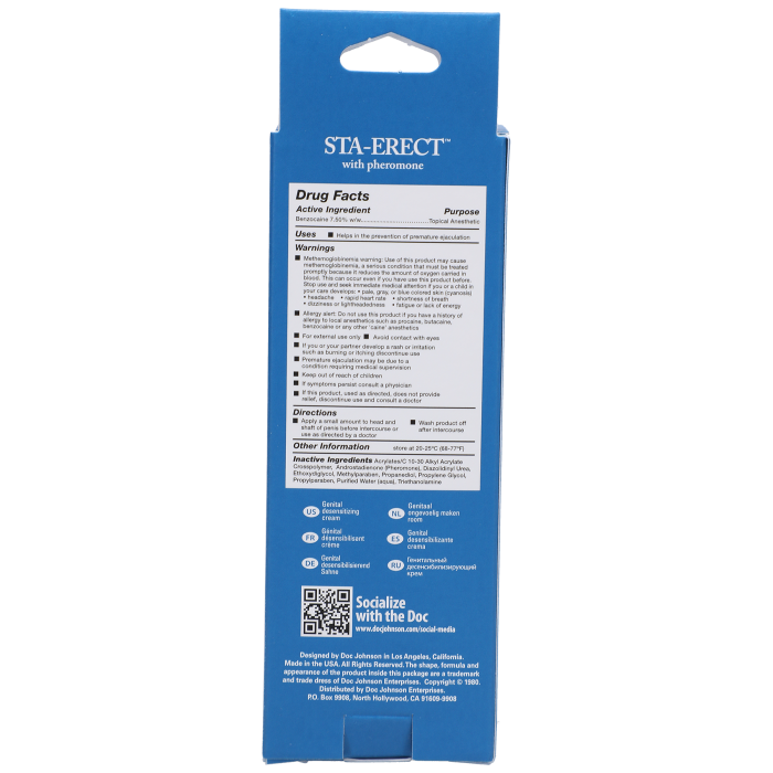 Intimate Enhancements - Sta-Erect with Pheromone - Delay Cream