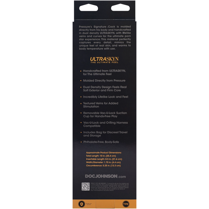 Signature Cocks - Pressure - 10 Inch ULTRASKYN Cock with Removable Vac-U-Lock Suction Cup