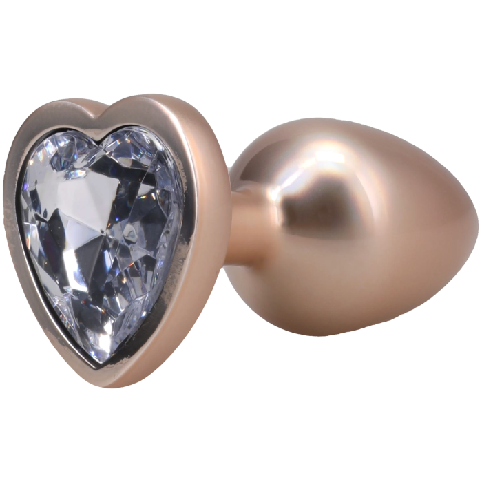 Booty Bling - Heart Diamond Jeweled Wearable Metal Plug - Medium