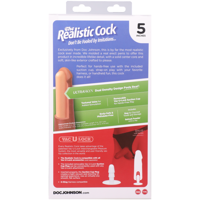 The Realistic Cock - With Removable Vac-U-Lock Suction Cup - ULTRASKYN - 5 Inch