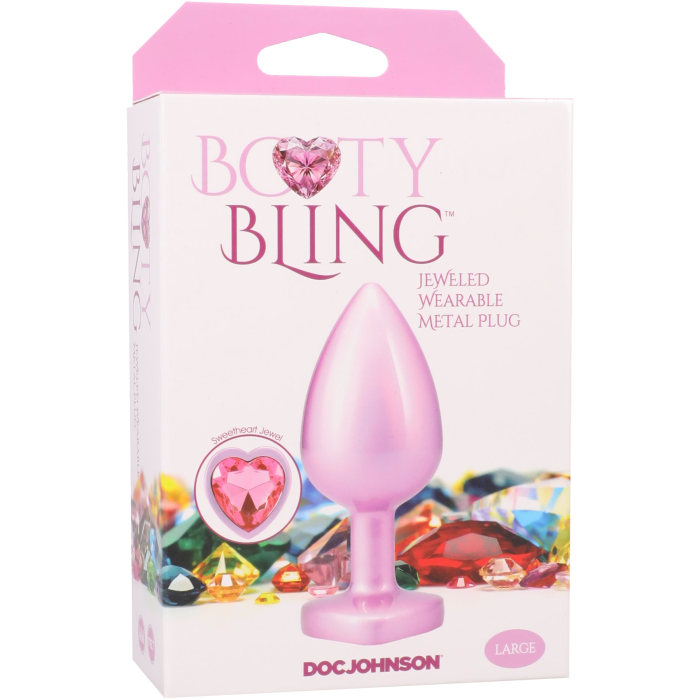 Booty Bling - Heart Diamond Jeweled Wearable Metal Plug - Large