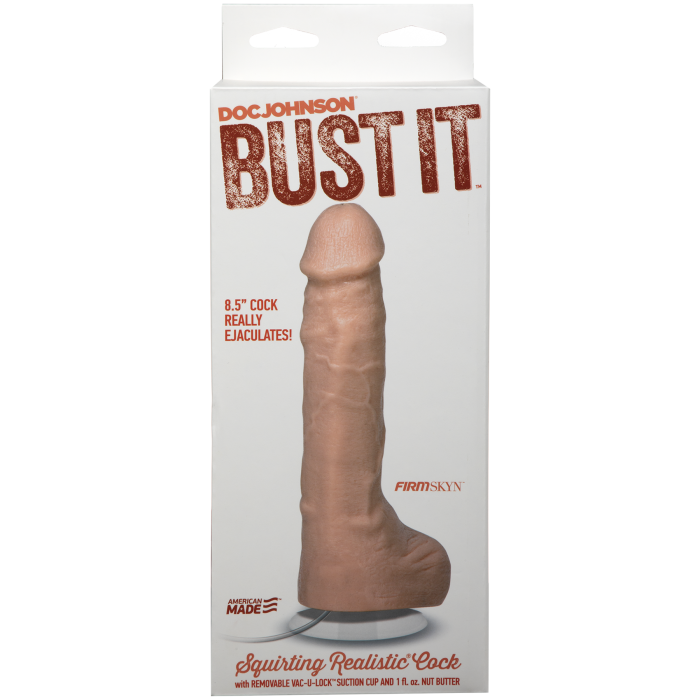 Bust It - Squirting Realistic Cock - With Removable Vac-U-Lock Suction Cup