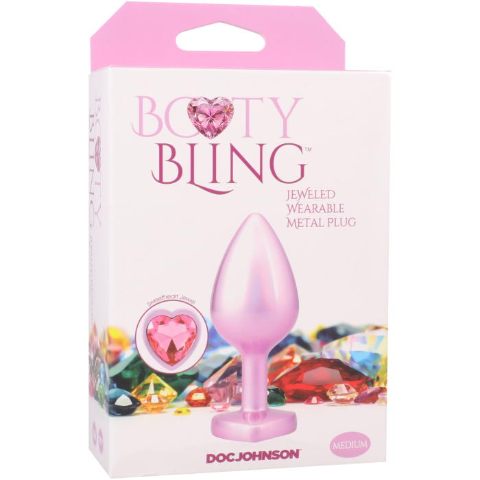 Booty Bling - Heart Diamond Jeweled Wearable Metal Plug - Medium