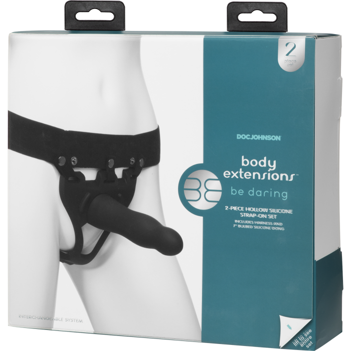 Body Extensions - BE Daring 2-Piece Set - Silicone Harness with 7" Bulbed Dong