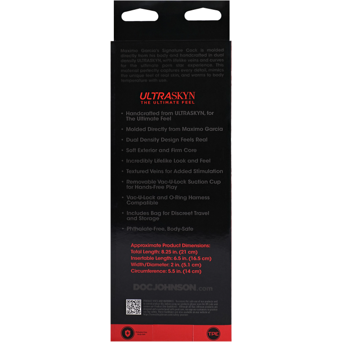 Signature Cocks - Maximo Garcia - 8.5 Inch ULTRASKYN Cock with Removable Vac-U-Lock Suction Cup