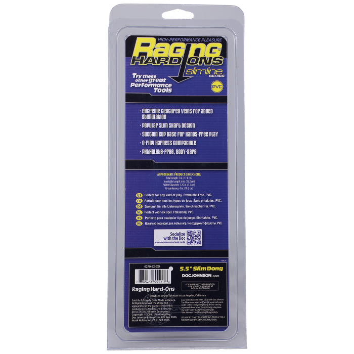 Raging Hard-Ons - Slimline With Suction Cup - 5.5 Inch Dong