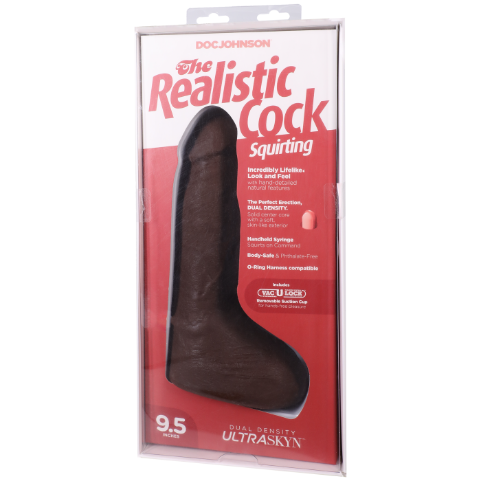 The Realistic Cock - Squirting Cock - With Removable Vac-U-Lock Suction Cup - ULTRASKYN - 9.5 Inch (with balls)
