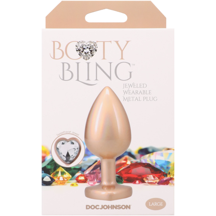Booty Bling - Heart Diamond Jeweled Wearable Metal Plug - Large
