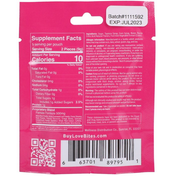 Love Bites - Female Sensual Gummies - 12 Pack Display (2 per pack)