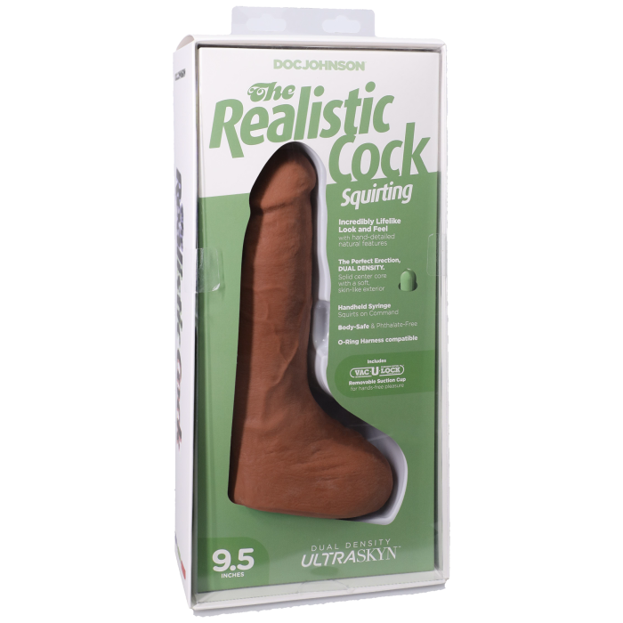 The Realistic Cock - Squirting Cock - With Removable Vac-U-Lock Suction Cup - ULTRASKYN - 9.5 Inch (with balls)