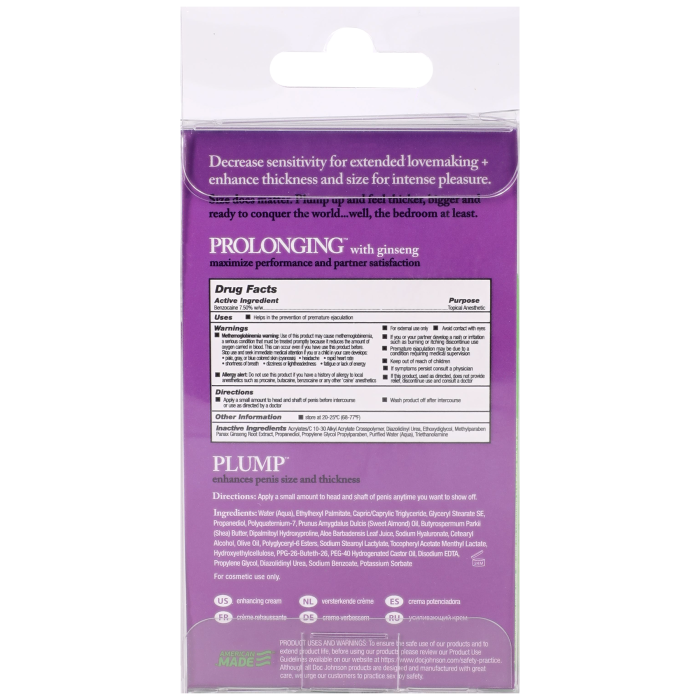 Intimate Enhancements - Prolonging + Plump - For Men - 2 Pack