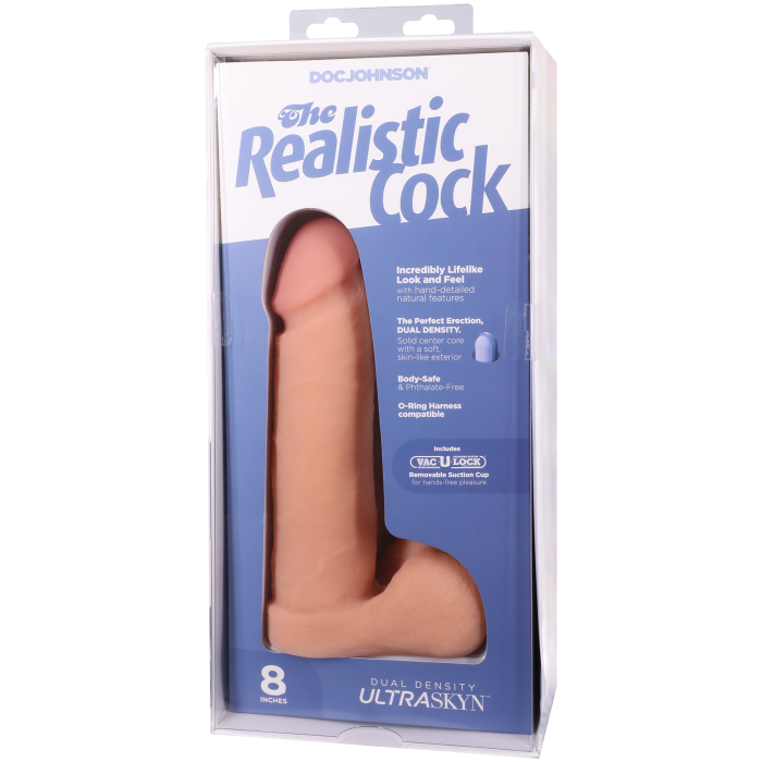 The Realistic Cock - With Removable Vac-U-Lock Suction Cup - ULTRASKYN - 8 Inch (with balls)