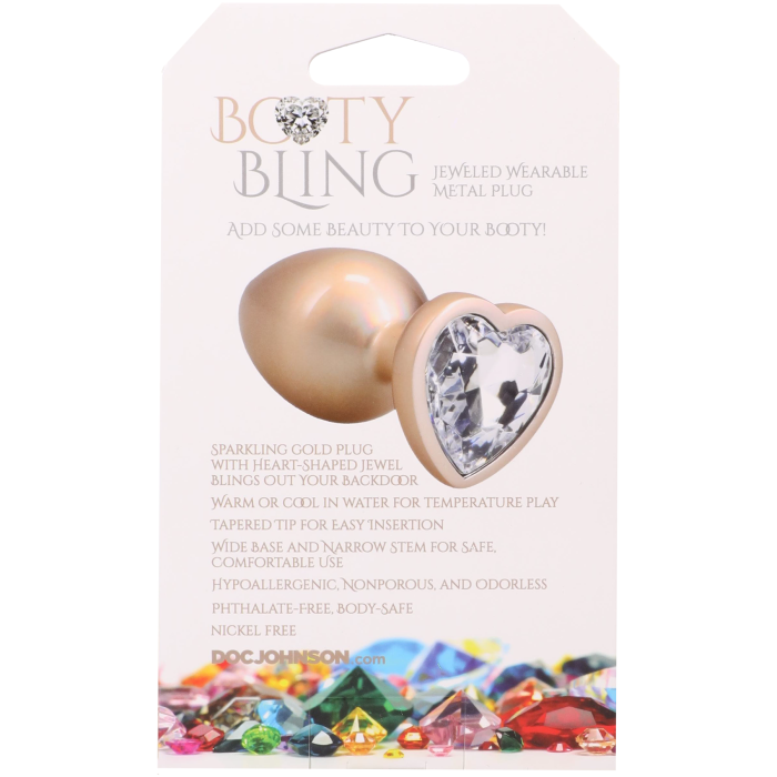 Booty Bling - Heart Diamond Jeweled Wearable Metal Plug - Large