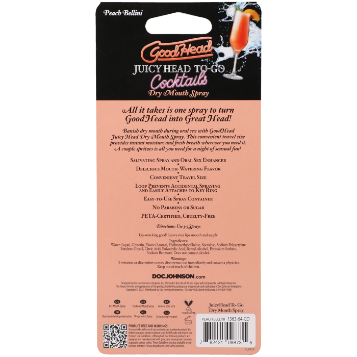 GoodHead - Juicy Head - Cocktails - Dry Mouth Spray To-Go - Peach Bellini - .30 fl. oz.