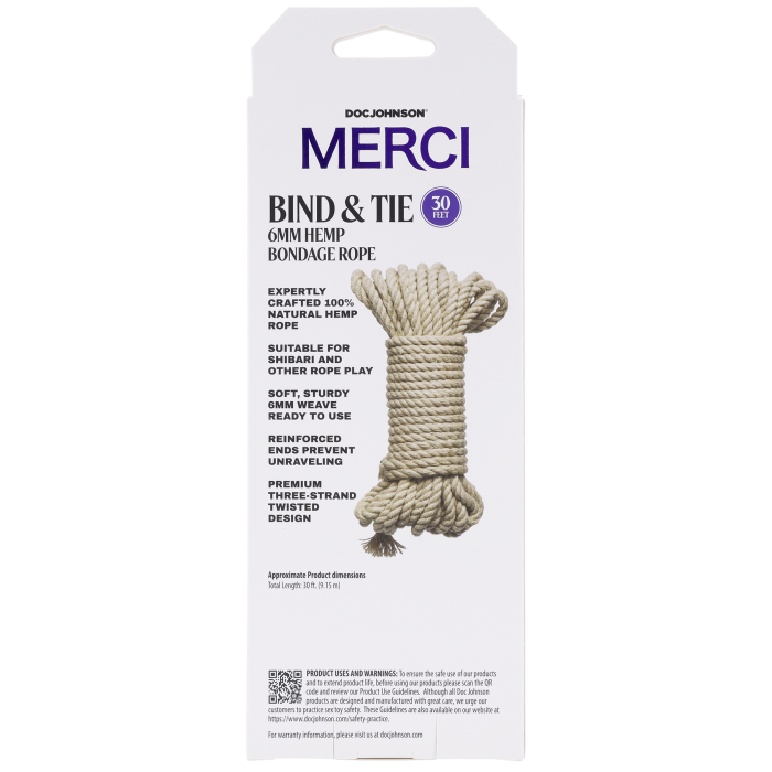 Merci - Bind & Tie - 6mm Hemp Bondage Rope - 30 Feet