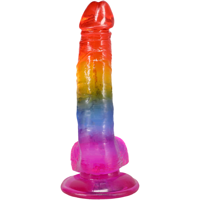 Crystal Jellies - 8.5 Inch Realistic Cock with Balls - Rainbow