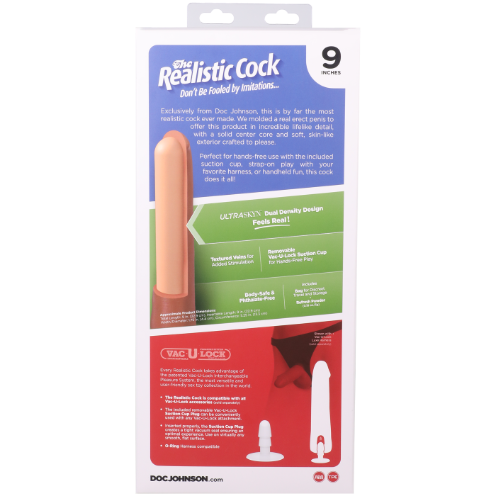 The Realistic Cock - With Removable Vac-U-Lock Suction Cup - ULTRASKYN - 9 Inch