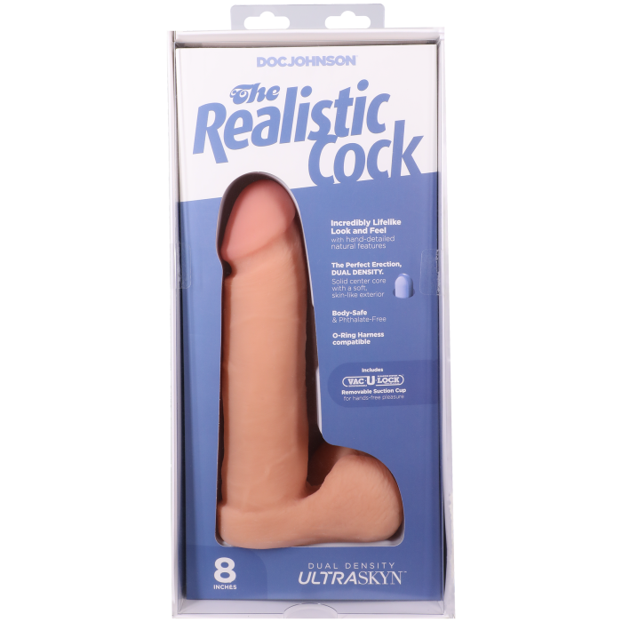 The Realistic Cock - With Removable Vac-U-Lock Suction Cup - ULTRASKYN - 8 Inch (with balls)