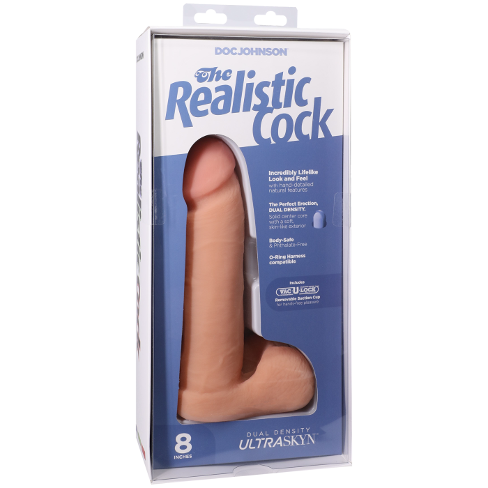 The Realistic Cock - With Removable Vac-U-Lock Suction Cup - ULTRASKYN - 8 Inch (with balls)
