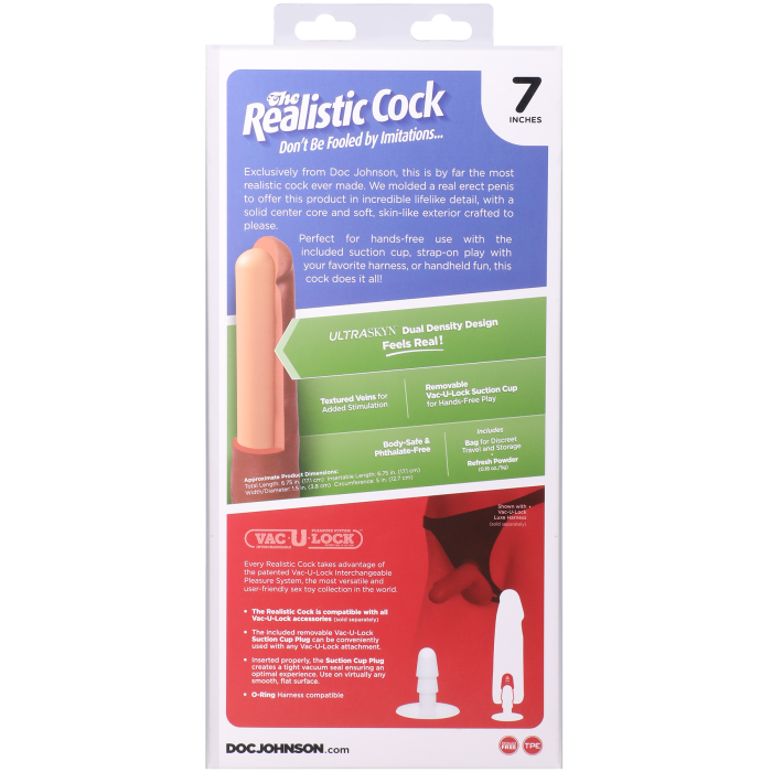 The Realistic Cock - With Removable Vac-U-Lock Suction Cup - ULTRASKYN - 7 Inch