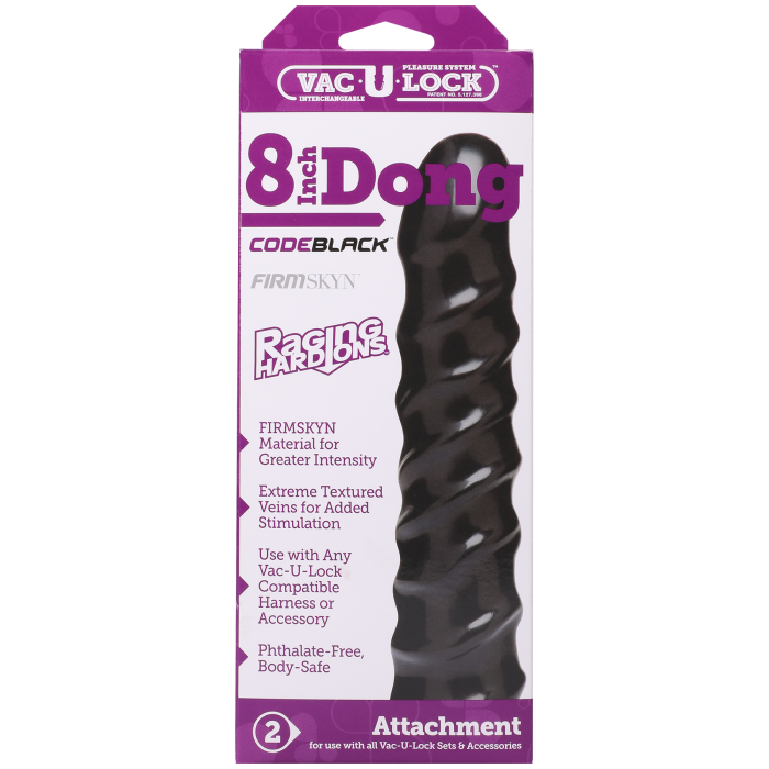 Vac-U-Lock CodeBlack - 8 Inch Dong - Raging Hard-Ons