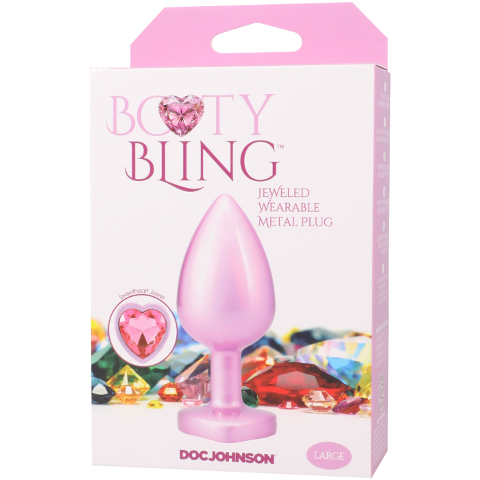 Booty Bling - Heart Diamond Jeweled Wearable Metal Plug - Large