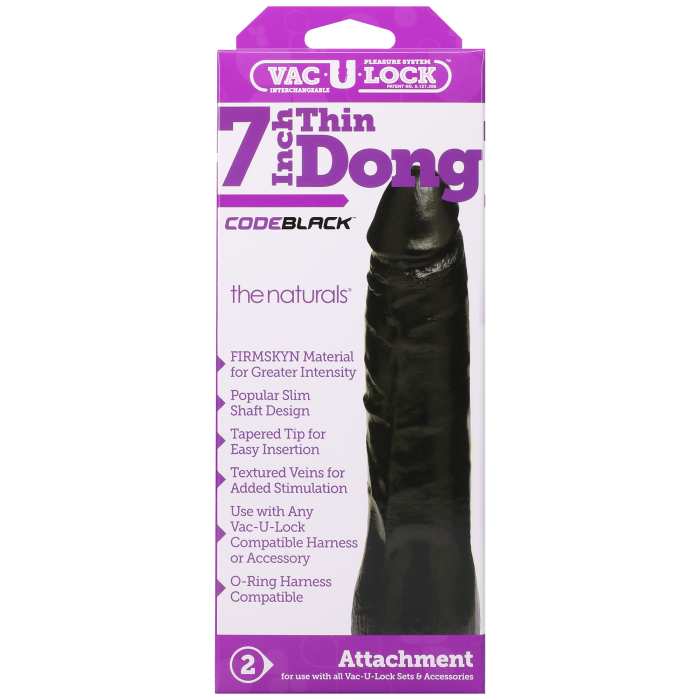Vac-U-Lock CodeBlack - 7 Inch Thin Dong - The Naturals