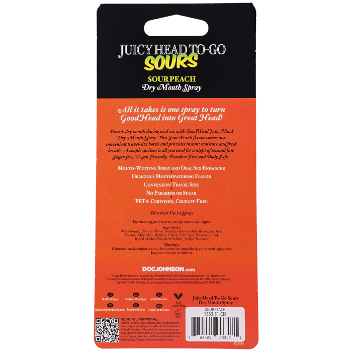 GoodHead - Juicy Head Dry Mouth Spray To-Go - Sour Peach - .30 fl. oz.