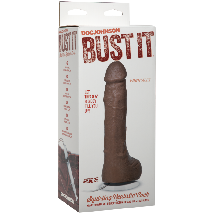 Bust It - Squirting Realistic Cock - With Removable Vac-U-Lock Suction Cup