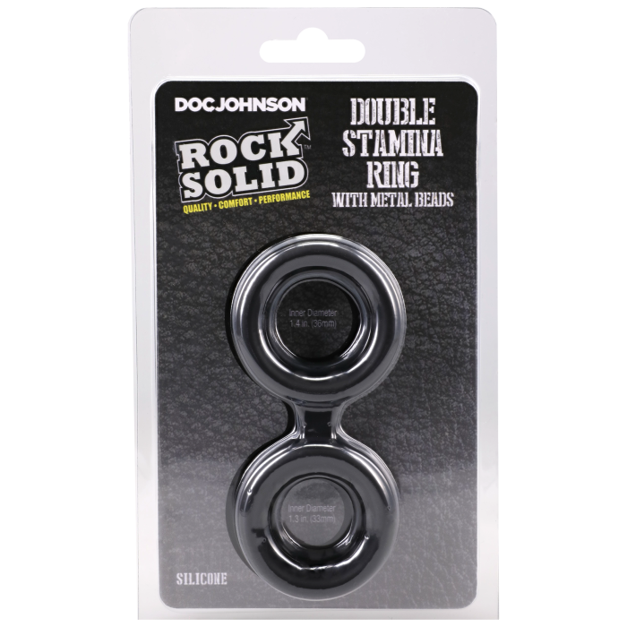 ROCK SOLID - Silicone Double Stamina Ring with Metal Beads