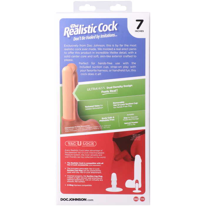 The Realistic Cock - With Removable Vac-U-Lock Suction Cup - ULTRASKYN - 7 Inch (with balls)