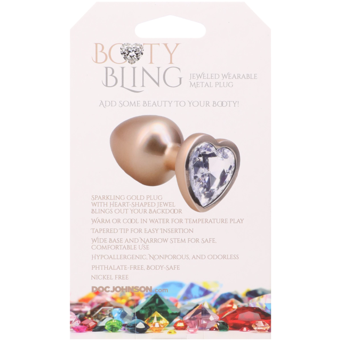 Booty Bling - Heart Diamond Jeweled Wearable Metal Plug - Medium