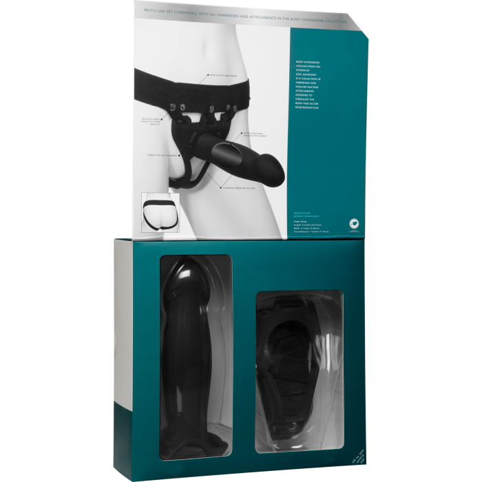 Body Extensions - BE Bold 2-Piece Set - Silicone Harness with 8" Large Dong