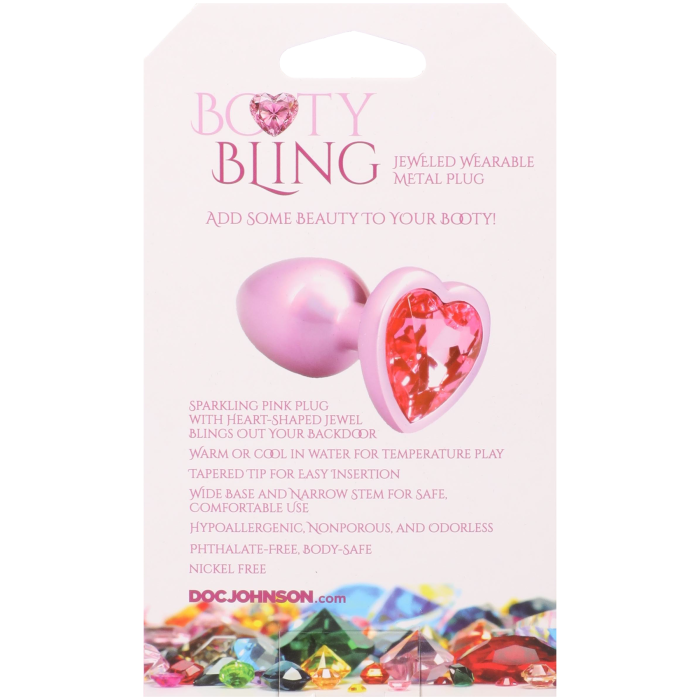 Booty Bling - Heart Diamond Jeweled Wearable Metal Plug - Small
