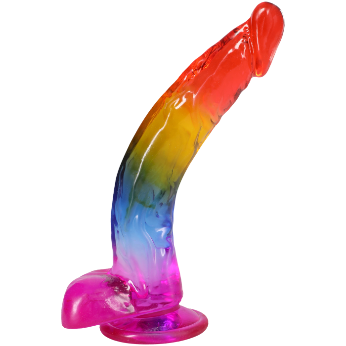 Crystal Jellies - 9.5 Inch Realistic Cock with Balls - Rainbow