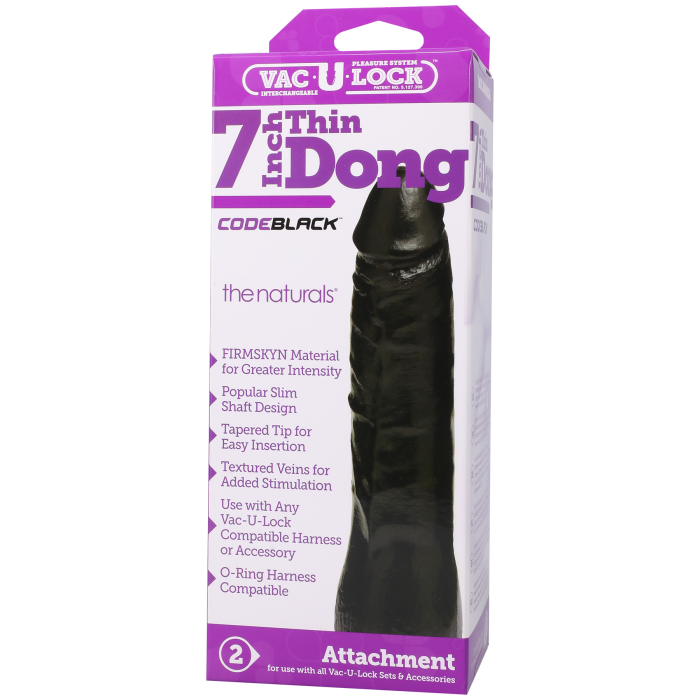 Vac-U-Lock CodeBlack - 7 Inch Thin Dong - The Naturals